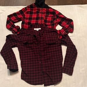 Old Navy Red and Black Plaid Kids Button Down Shirt